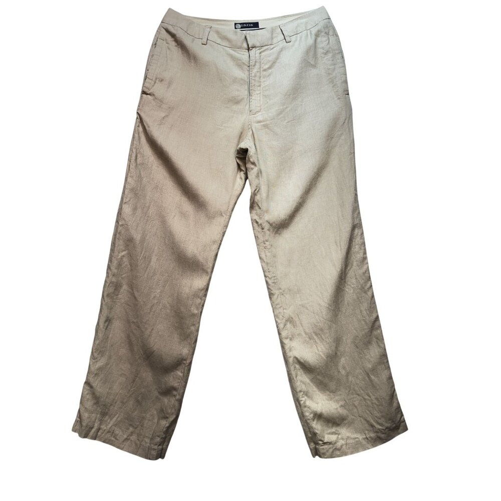 Sean John Mens Straight Relaxed Pants Size 34 Beige Flat Front Pockets Casual